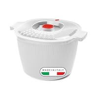 Snips , Cuoci Pasta e Patate per Microonde 4L, Contenitori per Alimenti con Coperchio Scolapasta, Contenitore per Micronde, Lavabile,in Lavastoviglie Bianco, 26,5x22x16,5 Made in Italy