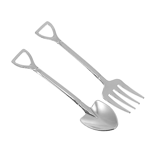 KICHOUSE 2pcs Spoon Fork Silverware Spoons Shovel Design Fork Mini Spoon Shovel Shape Spoon Decorative Serving Spoons Tasting Spoons Outdoor Dinnerware Outdoor Cutlery Stainless Steel