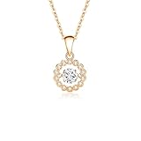 Hoisy Colgantes Cadena Mujer Oro Rosa 18 K, Redondo Hueco con Moissanita de 0,5ct, Collar Colgante de Mujer Oro Rosa
