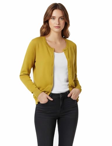 Image of Allsense Women's Long-Sleeve Crewneck Cardigan | Classic Button Down Sweater, Soft Fine Knit, Lightweight
