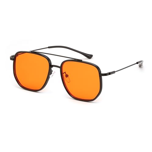 FEISEDY Retro Aviator Sunglasses for Women Men Vintage Classic Square Metal Frame Sun Glasses Trendy Shades B0371