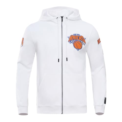 Pro Standard Mens NBA New York Knicks Classic Chenille Full Zip Hoodie White L