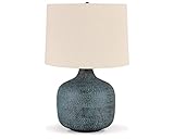Signature Design by Ashley - Malthace Metal Table Lamp - Hammered Metal - Patina Blue