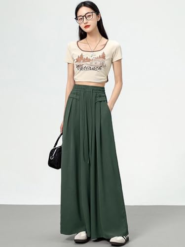 Image of KOTTY Women's Solid|Drawsting|Front Pocket|Wide Leg Style|High Rise|Casual Pant