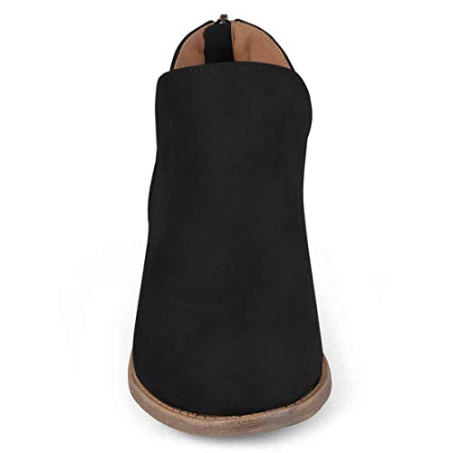 YDN Womens Mid Heels Ankle Booties Almond Toe Block Low Heels Pumps Classic V Cut Back Zipper Shoes Size 4-15 US4