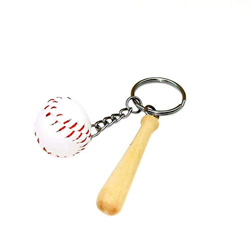 Preisvergleich Produktbild Ogquaton Mini Baseball und Holzschläger Schlüsselanhänger Kette Schlüsselanhänger Neuheit Schmuck Umweltfreundlich und praktisch