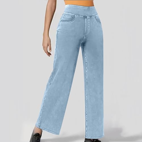 High Waisted Wide Leg Jeans for Women Stretch Jeans Wide Straight Leg Stretchy Baggy Fashion Loose Denim Pants Summer3