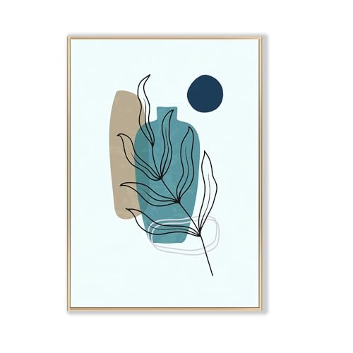 Dibujos de hojas azules en lienzos minimalistas sin marco para decoración vertical de interiores 3