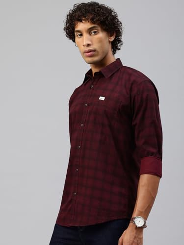 Image of Majestic Man Men Comfort Slim Fit Pure Cotton Tartan Checked Casual Shirt