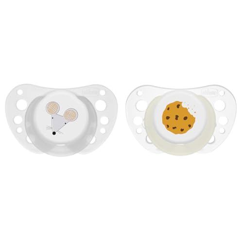 Chicco PhysioForma Succhietto Air Grigio Lumi, Ciuccio 16-36 Mesi, Si Illumina Al Buio, Tettarella in Silicone, Anatomico E Funzionale, Supporta la Respirazione Fisiologica, Grigio, 2 Pezzi