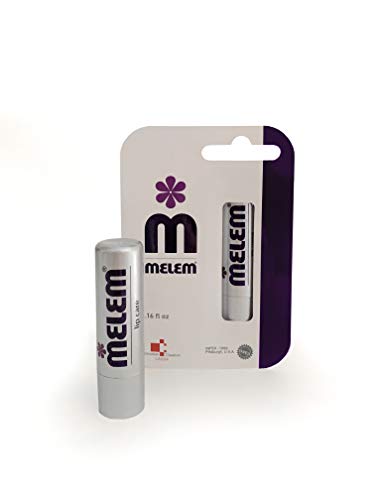 Melem Lip Balm Stick (.16 ounces), Long Lasting, with Lanolin, Beeswax, Coconut Oil, and Shea Butter in Silver Tube