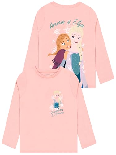 Disney La Reine des Neiges Tee Shirt Manches Longues Fille Elsa et Anna, Tee Shirt Fille Princesse, T-Shirt Enfant en Coton 4-5 Ans
