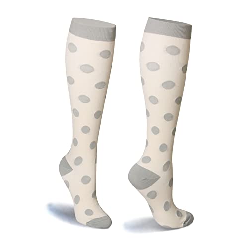 Damen Kompressionsstrümpfe, Damen Bunt, Sportsocken, Kompressionsstrümpfe Für Damen, Für Sport,Laufen, Reisen, Schwangerschaft Krankenschwester Beige Tupfen 1 Paa,Sowohl Männer als auch Frauen Können Cover