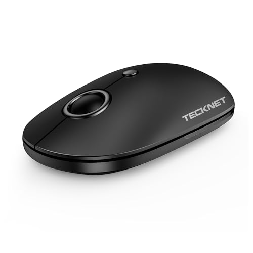 TECKNET Wireless Mouse, 2.4G USB Quiet Click Mouse - Ambidextrous, 4800 DPI, Slim Portable for Travel, PC/Laptop Compatible - Black