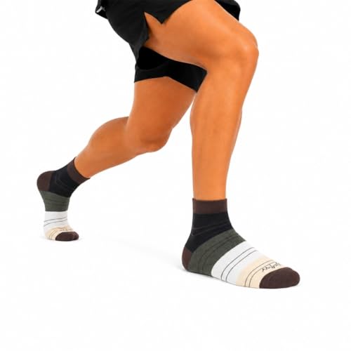 Image of Essentials Unisex Cotton Ankle Socks for Men & Women, Breathable Moisture Wicking Sports Socks, Ultra Soft Summer Athletic Socks, Striped & Geometric Multicolor