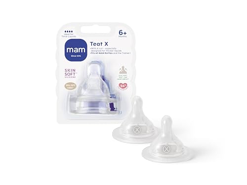 Pack of 2 MAM Silicone Baby Bottle Nipple Cross Cut 6+ months