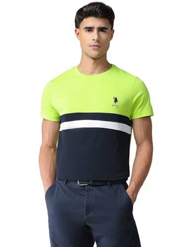 Image of U.S. Polo ASSN. Knitted Slim Fit Cotton T-Shirts for Men - Breathable & Comfortable, Half Sleeves Mens Casual T Shirts