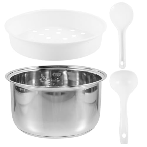 COLLBATH Rice Cooker Inner Pot Replacement 3L Stainless Steel Non-Stick Inner Lid Suitable for Cooking Rice Soup and Baking
