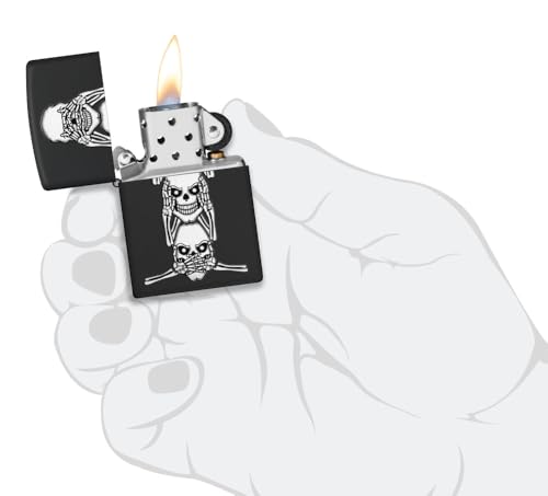 Zippo No Evil Skull Black Matte Encendedor de Bolsillo miniatura 4