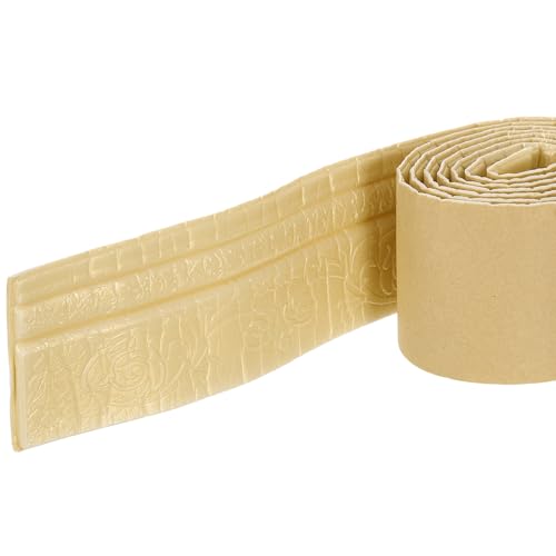 QUARKZMAN Recorte de moldeo de espuma autoadhesiva, borde de papel tapiz flexible de 4 pulgadas x 7.54 pies 3D Líneas de borde de pared de espuma para zócalos de decoración del hogar, dorado
