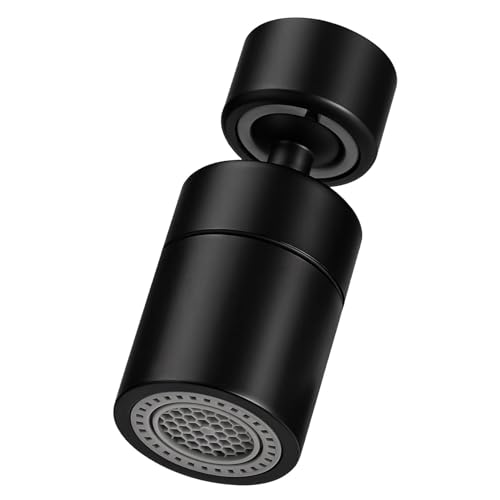 360° Aeratore Rubinetto Cucina, Universali Rubinetto Filtro Anti-spruzzo con 2 Modalità Aeratore, Risparmio Idrico Aeratore Rubinetto con 5 Tipi Adattatore Filettato per Lavello Cucina Bagno (Nero)