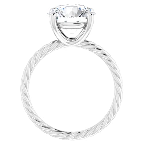 Rope Style 3 Carats Round Lab Diamond Engagement Ring4