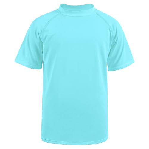 BSBUY Bañador Niño, Camiseta de Baño de Manga Corta para Niños de Secado Rápido, Camiseta Natación Niños para Playa Natación Surf Practicar Snorkel Nadar Jugar Agua, Unisex Niños-140 Yards