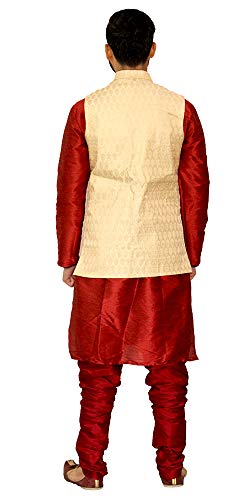 Image of Men's Silk Kurta Pyjama With Waistcoat
