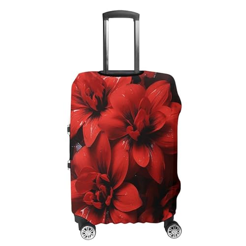 Travel Luggage Cover Elastic Suitcase Protector Anti-Scratch Washable Red Flower On Black Luggage Sleeve Tsa Approved Carry on Covers Baggage Cover Fits 18-32 Inch Luggages4