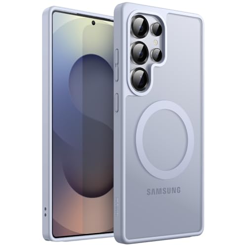 JETech Magnetic Case for Samsung Galaxy S25 Ultra 5G, Compatible with MagSafe, Translucent Matte Back Shockproof Phone Cover (Titanium Silverblue)