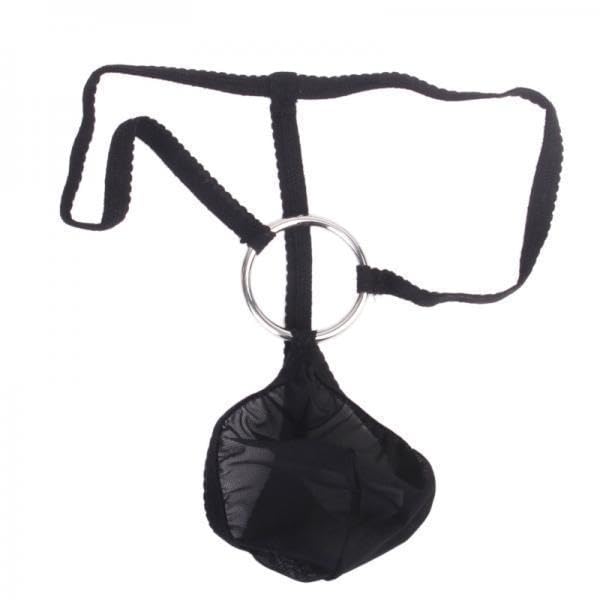 merishopp 6xSexy Men G-string Mesh Pouch Thong Posing Strap With Ring Underwear Black-picture-51