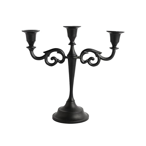 Rely+ 3 Arm Candelabra - 10 Inch Tall Matte Black...