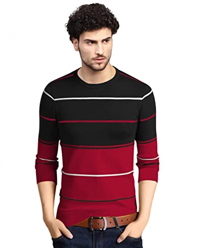 Image of EYEBOGLER Men's Regular Fit Striped Round Neck T-Shirt