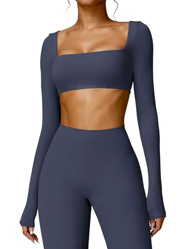 Image of YEOREO Kyla Women Crop Top Long Sleeve Padded Sports Low Medium Impact Yoga Shirt Workout