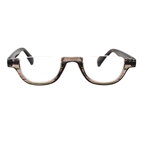 Magnified Lens Reading Glasses Cropped Flat Top Half Rim Spring Hinge2