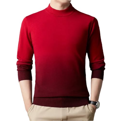 Winter Men Half Turtleneck Thicken Gradient Color Sweater Fashion Warm Casual Knitted Pullovers