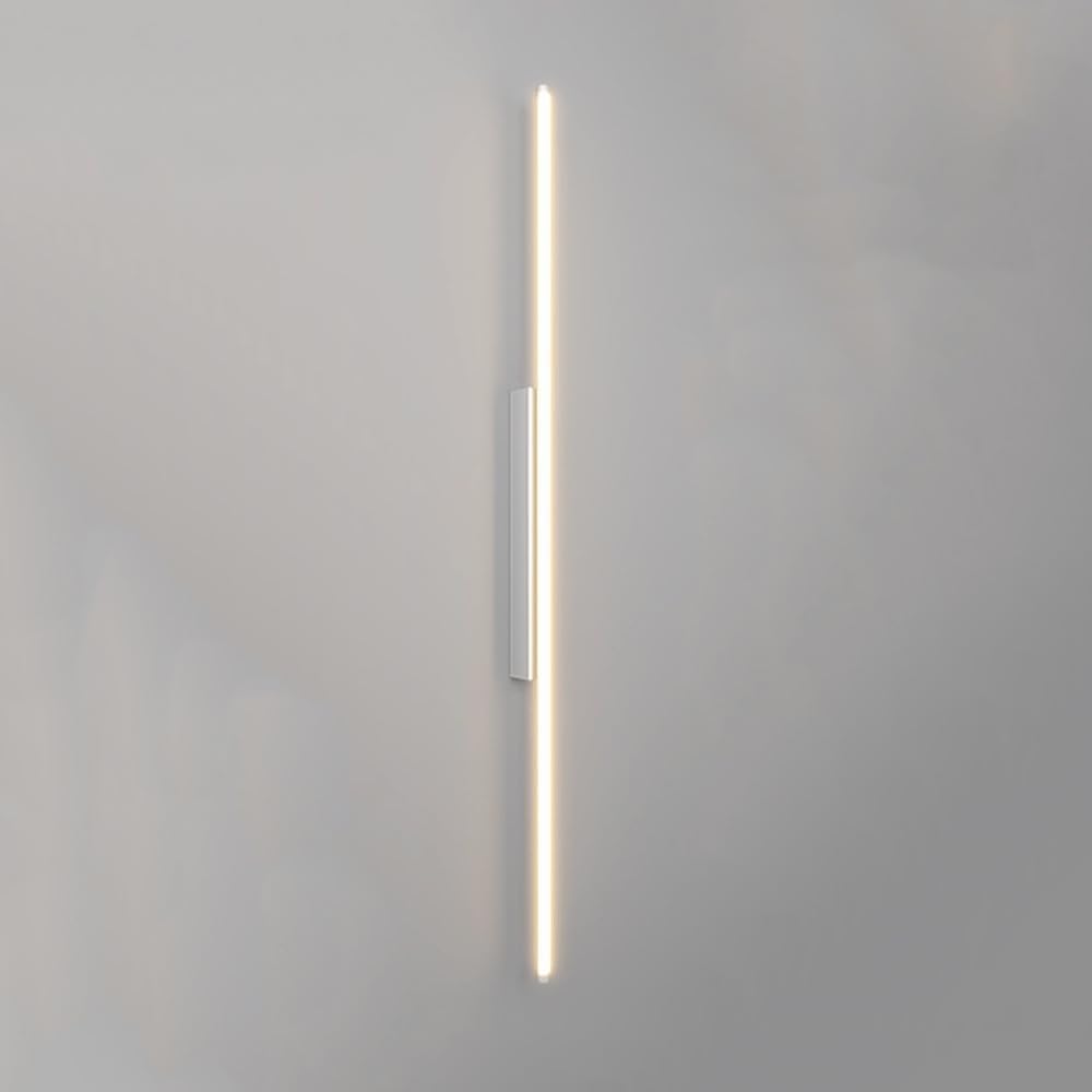 TCHAUSGZUS Nordic Minimalist LED Linear Wall Sconce - Black Aluminum Long Light Fixture for Living Room, Bedroom, and Hallway(White,120cm)