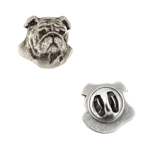 Art-Dog Unique Edition Silber Hund Anstecknadel mit Eleganten Schatulle - Versilbert Handmade - Broschen Frauen - Silber Brosche Schmuck - Englische Bulldogge...