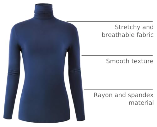 Image of AUHEGN Women's Long Sleeve Lightweight Turtleneck Top Pullover Casual Active Layer Tops Shirts