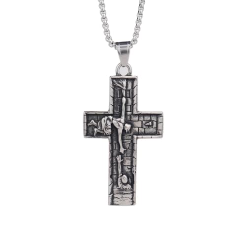 Collier croix de sauveur pour homme et femme au style rétro unique