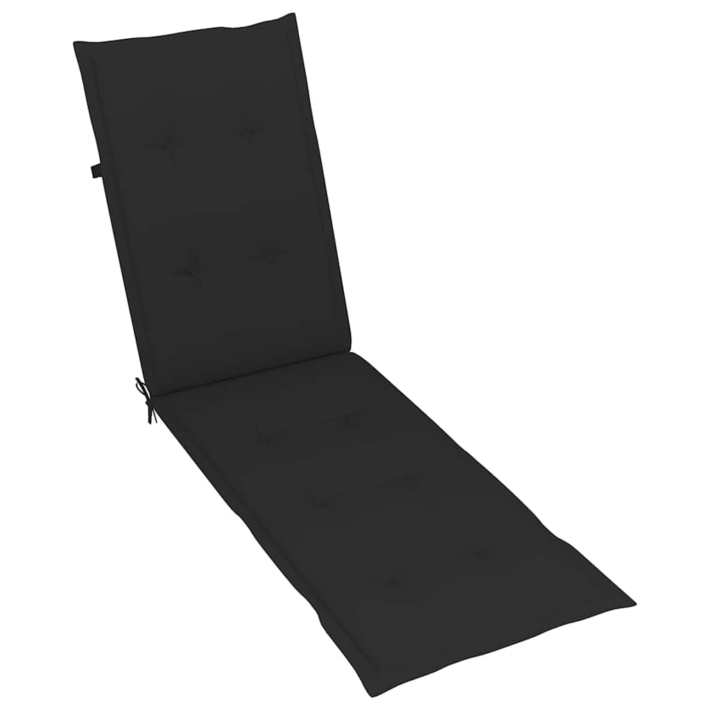 Tumbona de madera Acacia con reposapiés y cojín, tumbona plegable de 3 posiciones, tumbona de madera resistente a la intemperie para terraza y jardín, soporta hasta 110 kg