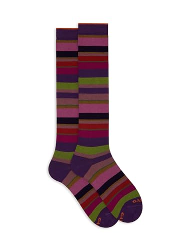 Calze lunghe donna viola righe multicolor