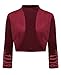 LADI TREND Women's Cropped 3/4 Sleeve Shrugs Open Front Elegant Bolero Cardigan Velvet (Wine red L)