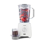 GEEPAS 2-in-1 Food Jug Blender | 1.8L Juice Jar & 60G Mini Coffee Spice Mill | 6-Leaf Stainless-Steel Blades 2 Speed & Pulse Lockable Lid | Smoothie Maker Turbo Button for Ice Crushing | 600W White