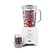 GEEPAS 2-in-1 Food Jug Blender | 1.8L Juice Jar & 60G Mini Coffee Spice Mill | 6-Leaf Stainless-Steel Blades 2 Speed & Pulse Lockable Lid | Smoothie Maker Turbo Button for Ice Crushing | 600W White