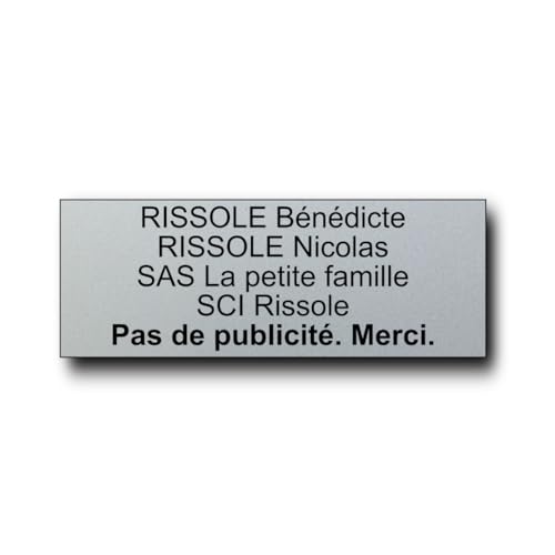 Plaque Boite Aux Lettres Personnalisable - 12x5 cm - 1 à 6 Lignes - Étiquette Avec Nom Adhésive - Gravée et Personnalisée pour Sonnette - Porte - Maison - Famille -...