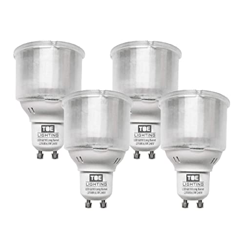 TBE LIGHTING 6.5w GU10 Spot Light Bulbs - 4 Pack - LED Long Barrel Reflector Bulbs with GU10 Base Fitting - 2700k Warm White - 650 Lumens - Replaces 11w CFL GU10 with Identical housing