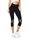 Amazon Brand - AURIQUE Leggings deportivos capri con paneles para mujer, Negro (Black/Grey Marl), 36, Label:XS
