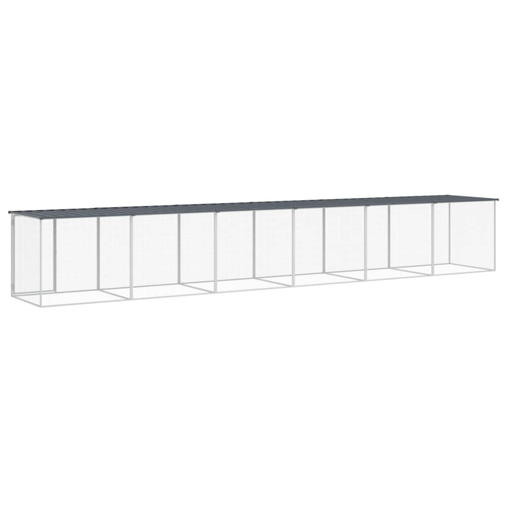 Jaula para pollos con techo antracita, 603 x 98 x 90 cm, acero galvanizado, jaula para gallinas, gallinas, conejos, gansos, palomas y codornices