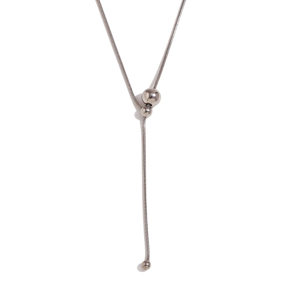 [AJIRO ACCESSORY]N182 ステンレス ネックレス スネークチェーン ボール ゴールド シルバー ロング カジュアル シンプル おしゃれ レディース 女性 ギフト プレゼント デイリー